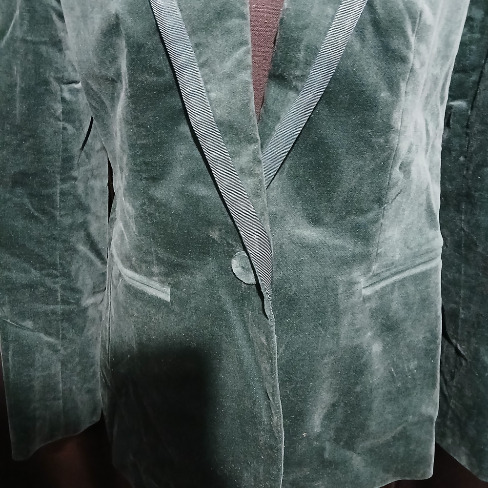 J. Crew NWT Women's Green Velvet Women's Blazer Faux Suede Size 4 Velour - Picture 3 of 7